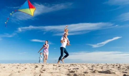 flying a kite in summer