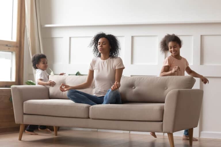 Mindful parenting - mom practicing mindfulness