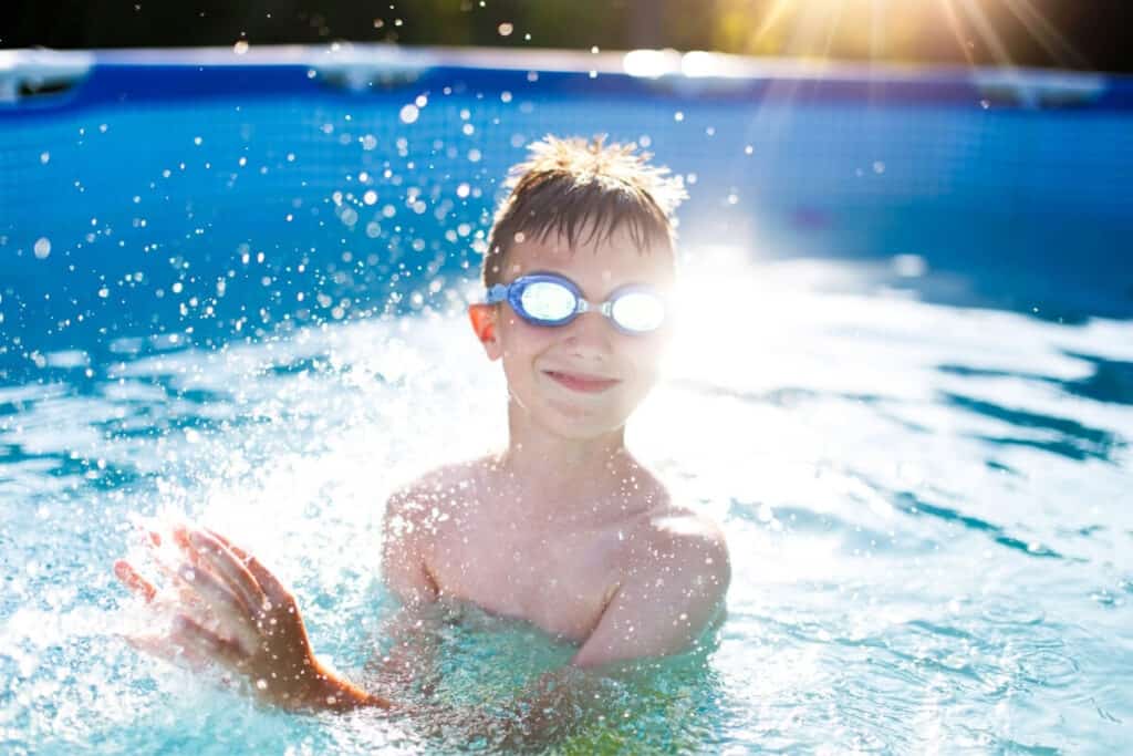 UV protected swimming goggles