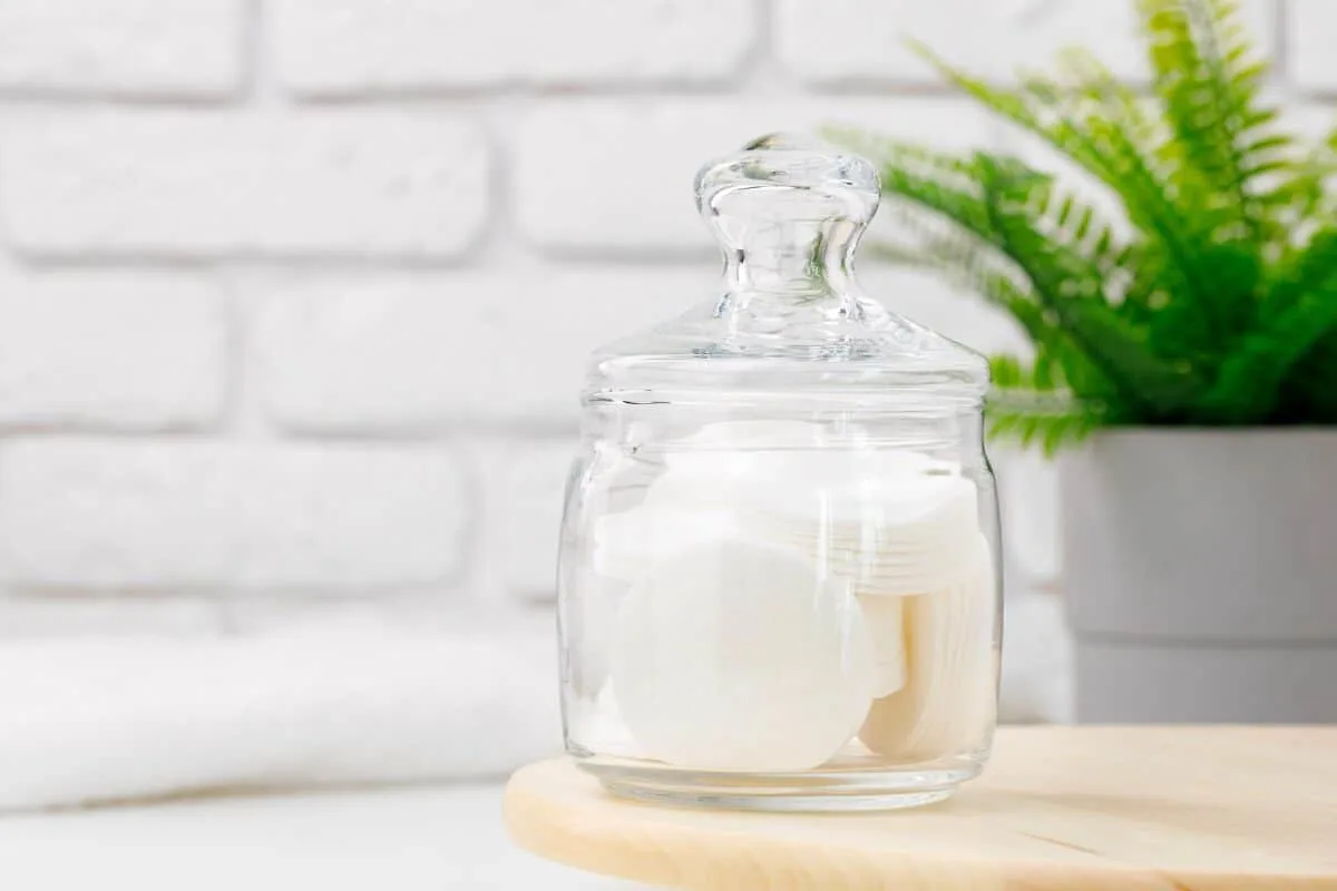 what to put in guest bathroom jars - cotton pads